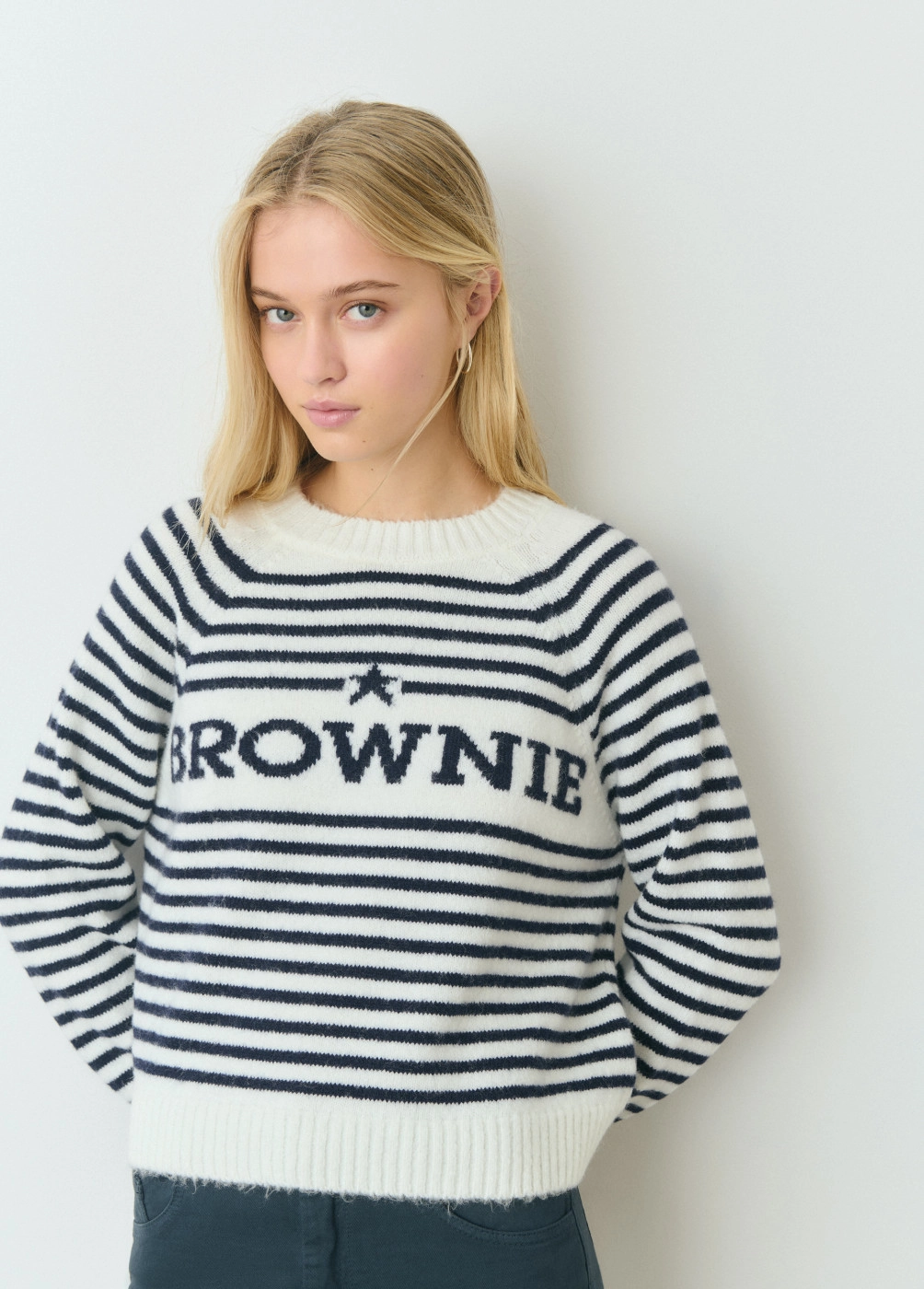 Pullover streifen brownie