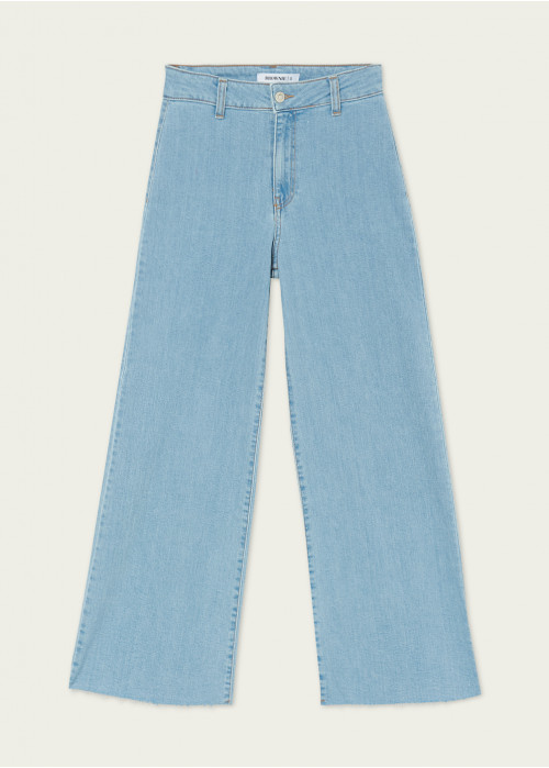 Rila high-rise denim palazzo trousers