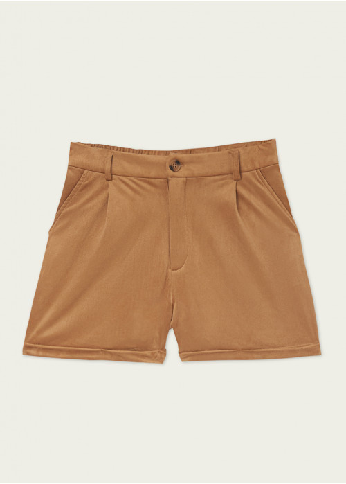 Jara suede effect pleated shorts