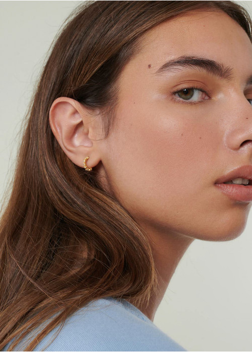 Pendant hooped earrings with zirconium details