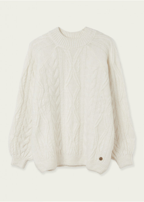 North round-neck cable knit jumper