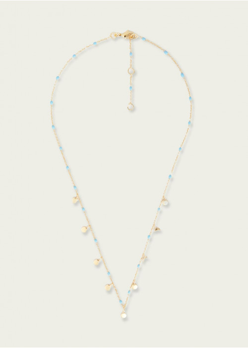 Disc and lacquered bead necklace