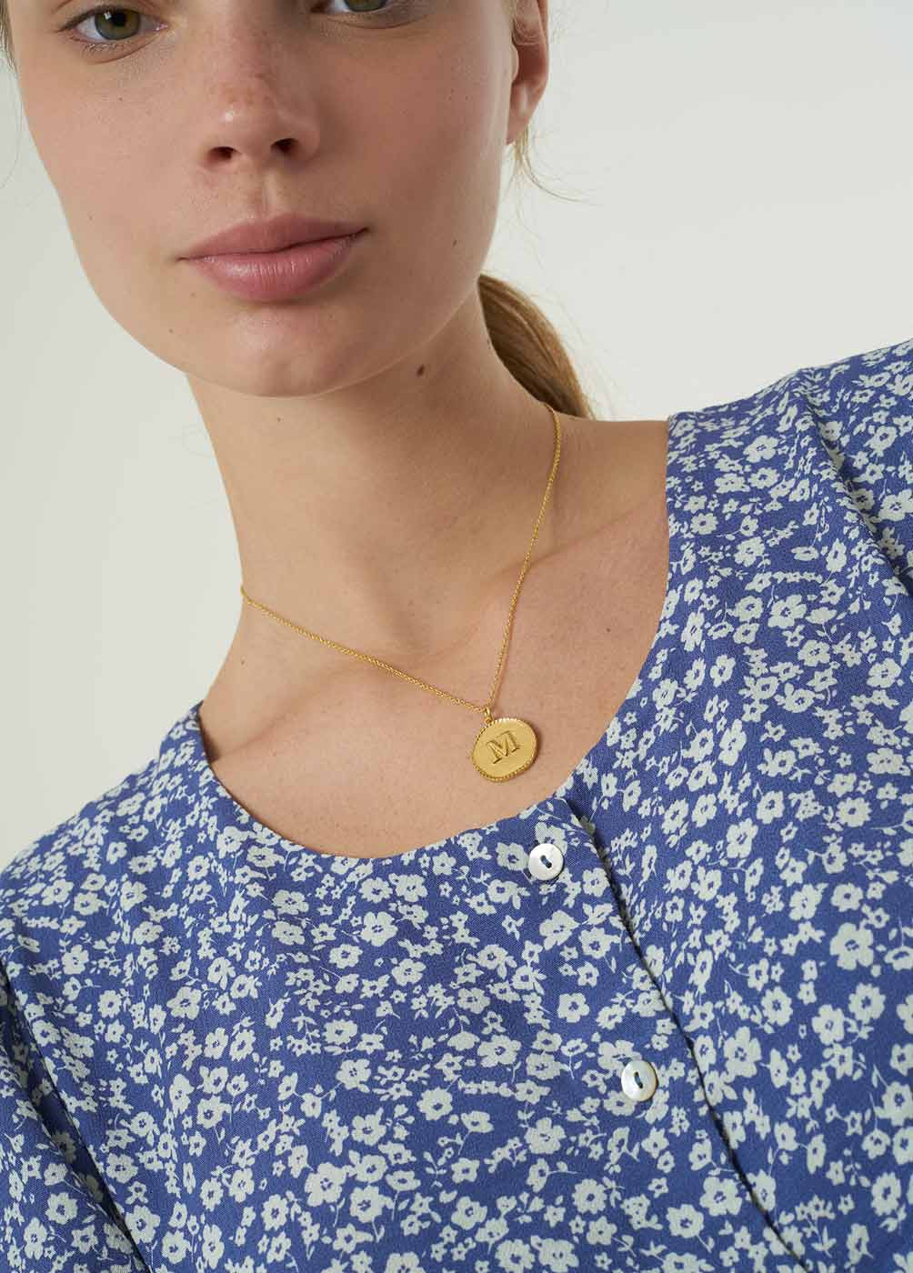 'M' INITIAL MEDALLION NECKLACE