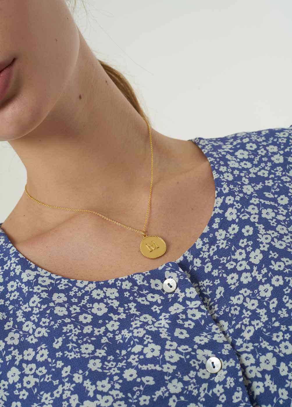 'M' INITIAL MEDALLION NECKLACE