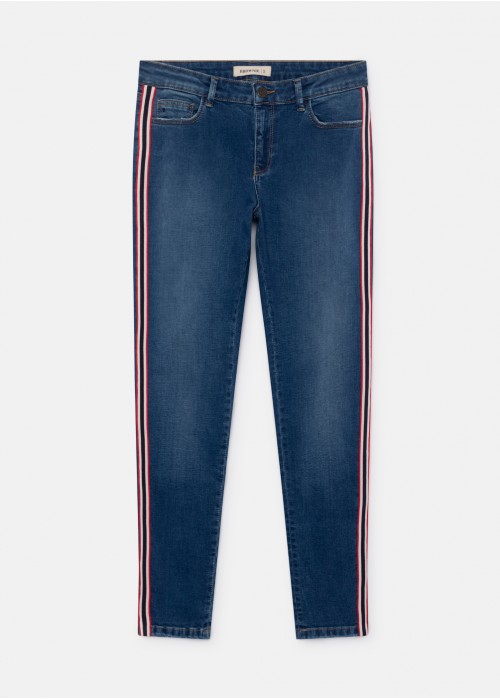 Denim side stripe skinny jeans