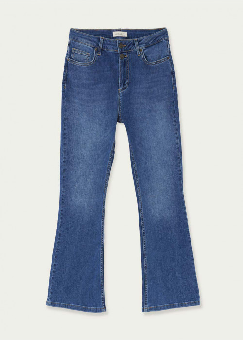 Bell flared button-front jeans