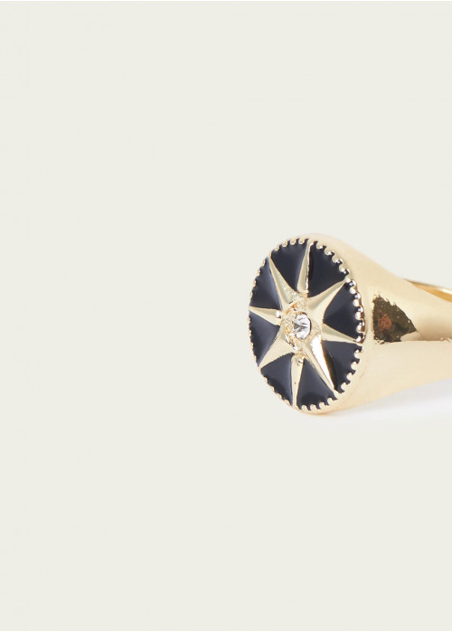 Lacquered star signet ring
