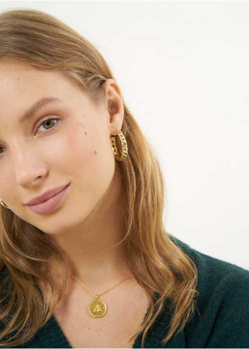 Hoop earrings with chain detail