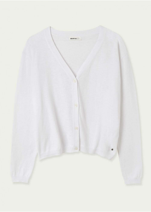 Famous button-front knit cardigan