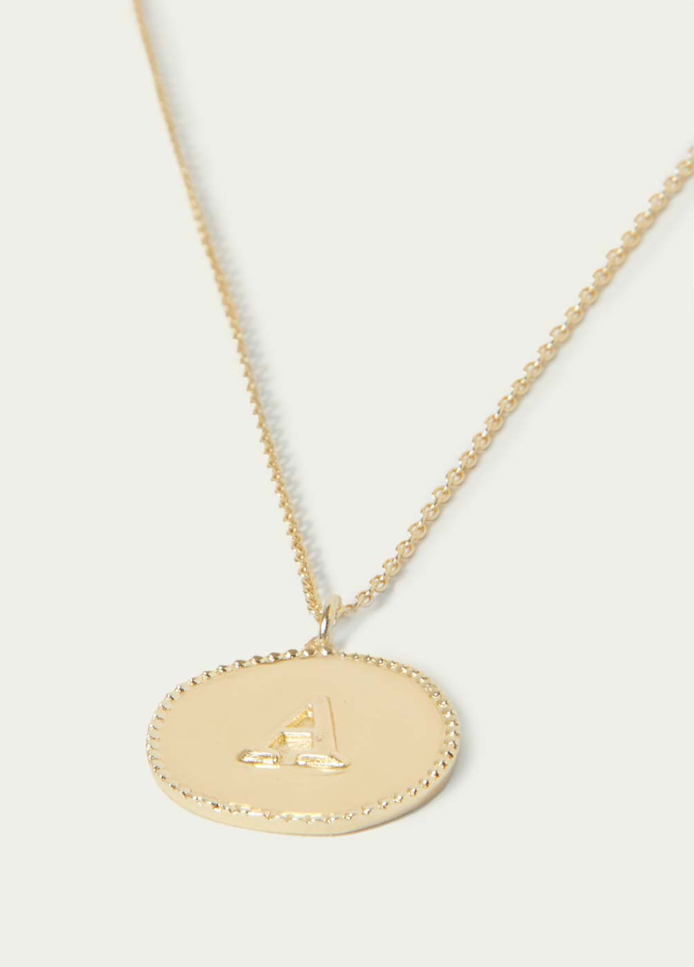 MEDALLION NECKLACE WITH 'A' INITIAL