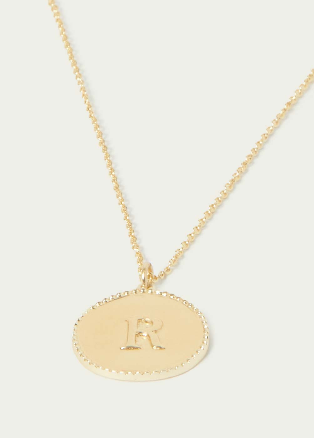 'R' INITIAL MEDALLION NECKLACE