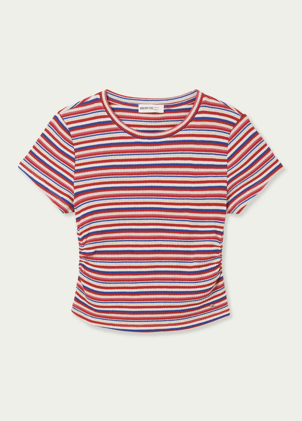 CHEER STRIPED T-SHIRT W/ SIDE OPENING
