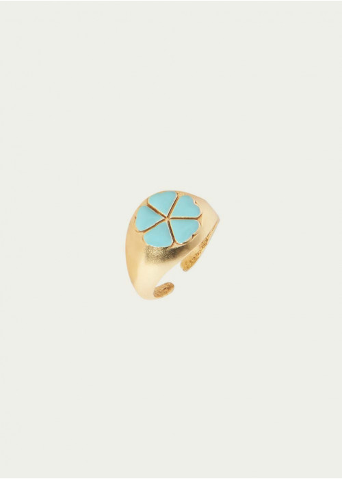 Signet ring w/ turquoise hibiscus