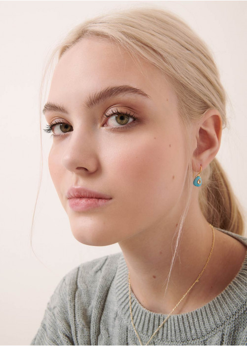 Drop earrings with turquoise pear