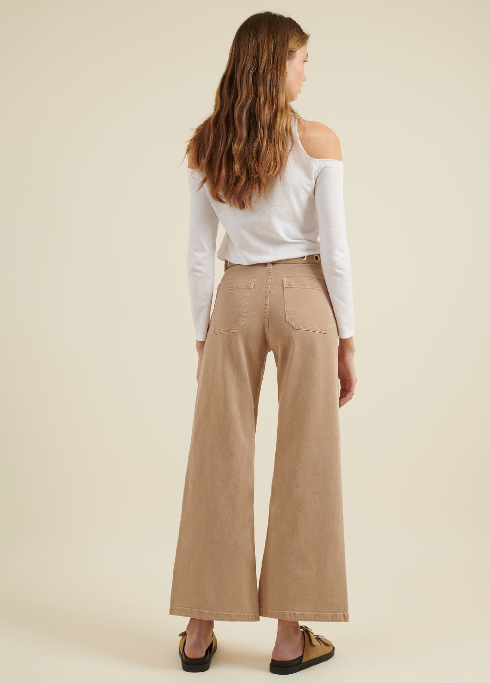 JANETTE CHECK PALAZZO TROUSERS WITH POCKETS