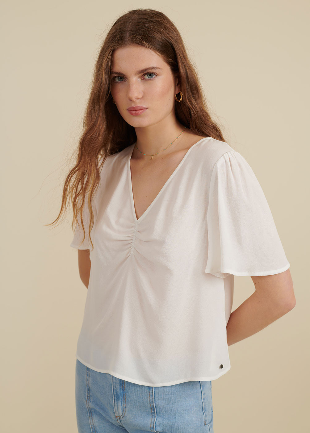 LUCAS RUCHED FRONT BLOUSE