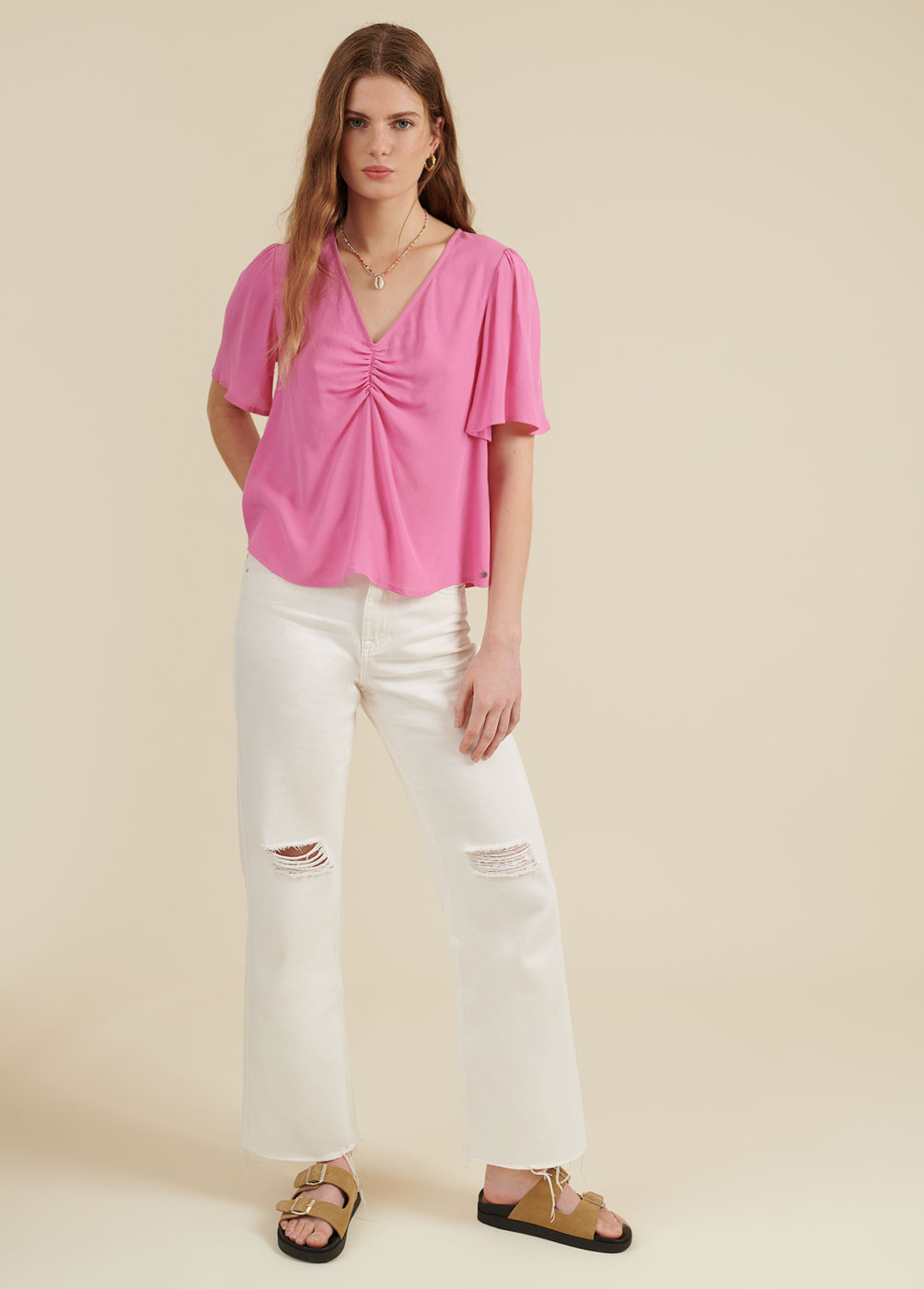 LUCAS RUCHED FRONT BLOUSE