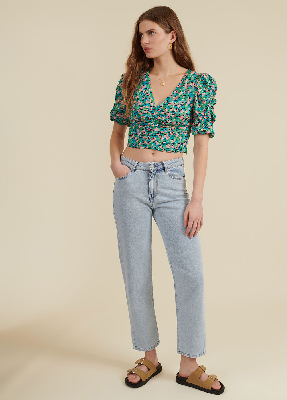 STELLA PRINTED RUCHED BLOUSE