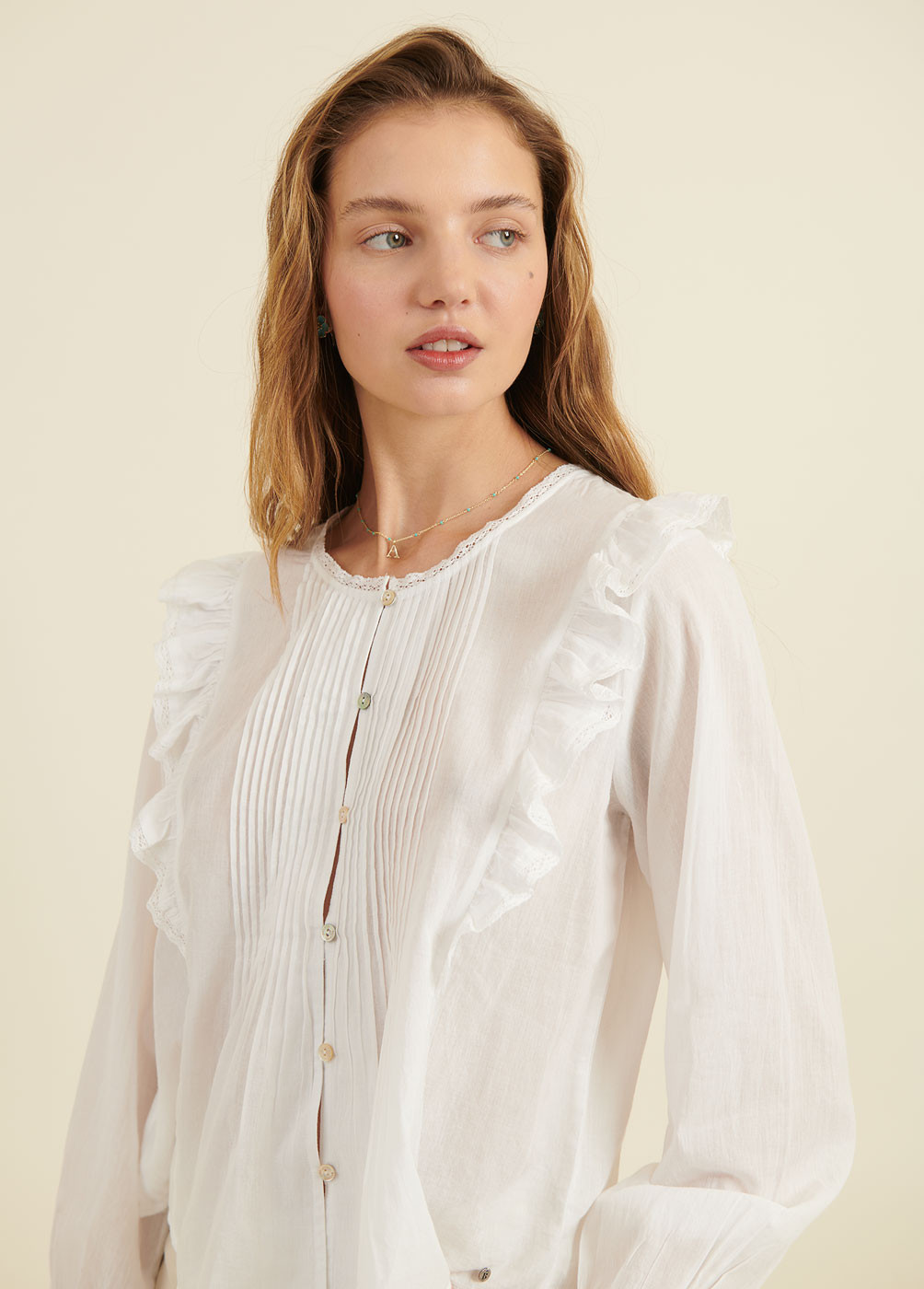 FOREVER RUFFLE EMBROIDERED BLOUSE