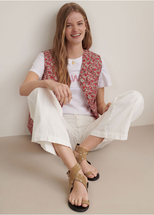 Cross strap eyelet sandals