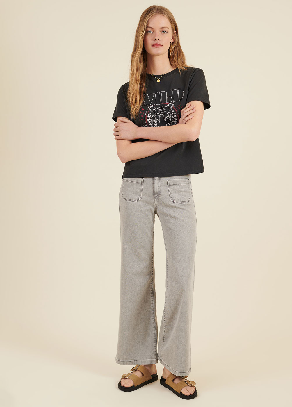 JANETTE PALAZZO JEANS WITH FRONT POCKETS