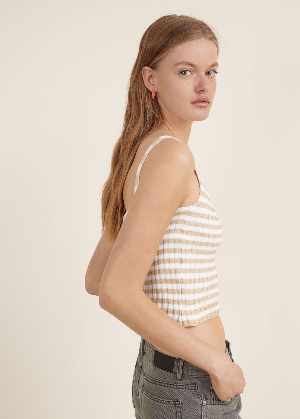 ISA STRIPED STRAPPY KNITTED TOP