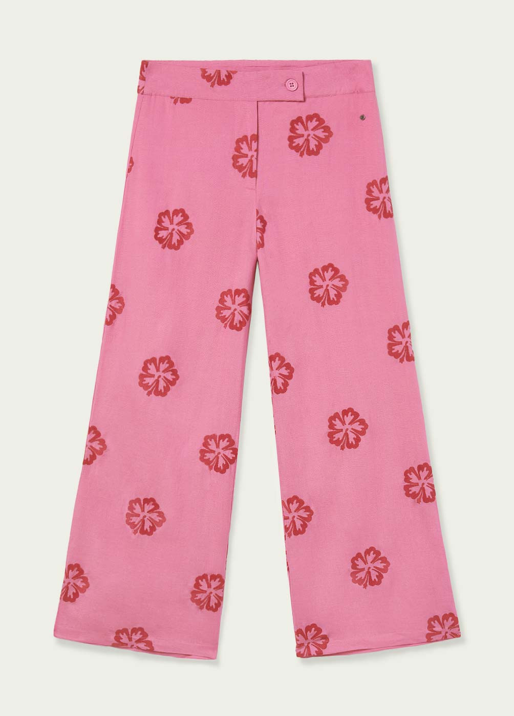 PLUTO TROUSERS WITH HIBISCUS EMBROIDERY