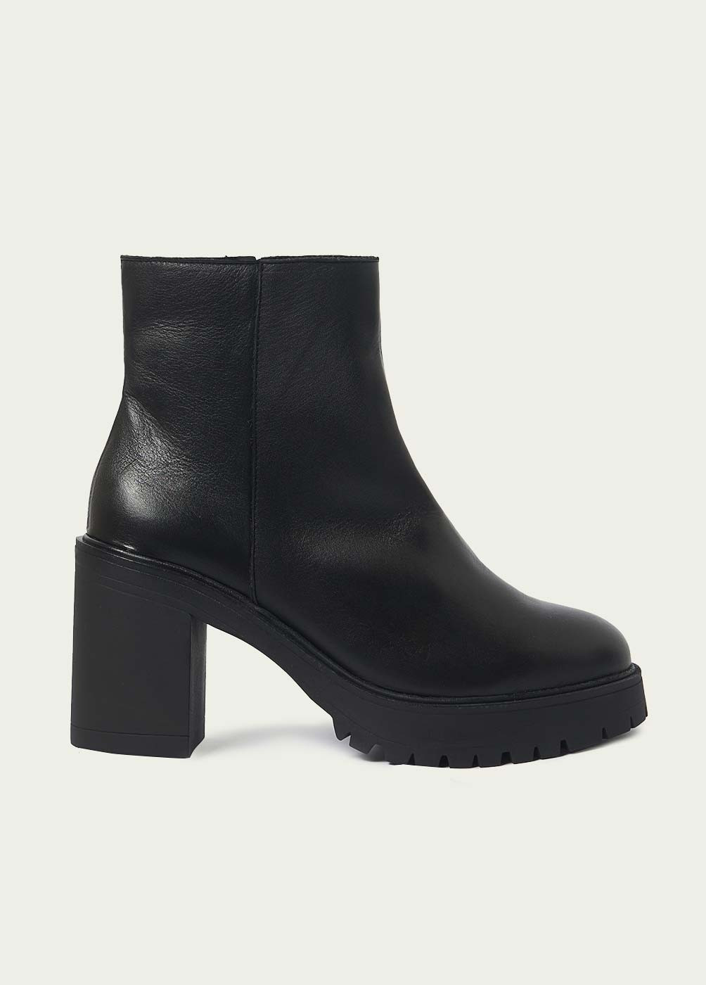 HEELED LEATHER ZIP-UP BOOTS