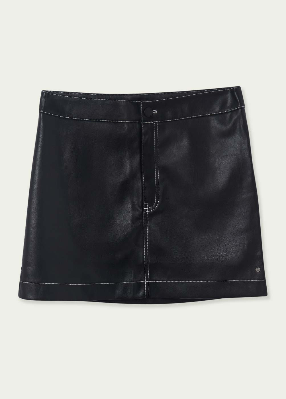 LEATHER-EFFECT CONTRAST SKIRT