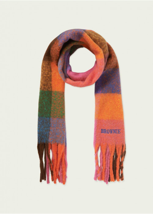 Check maxi scarf with fringing
