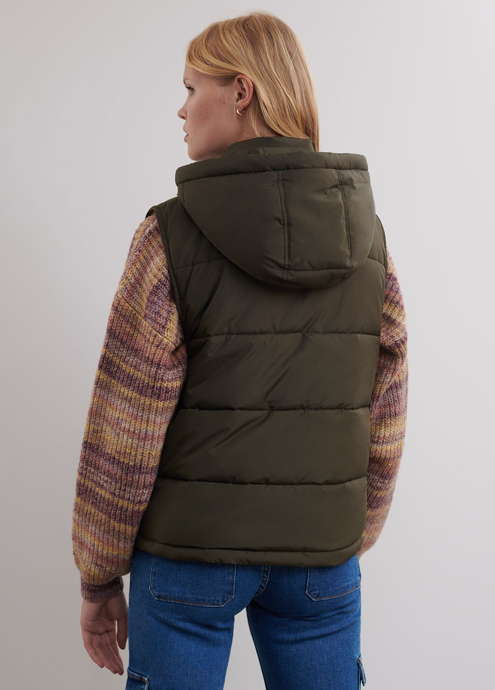 QUILTED HOODED FLEECE-LINED GILET