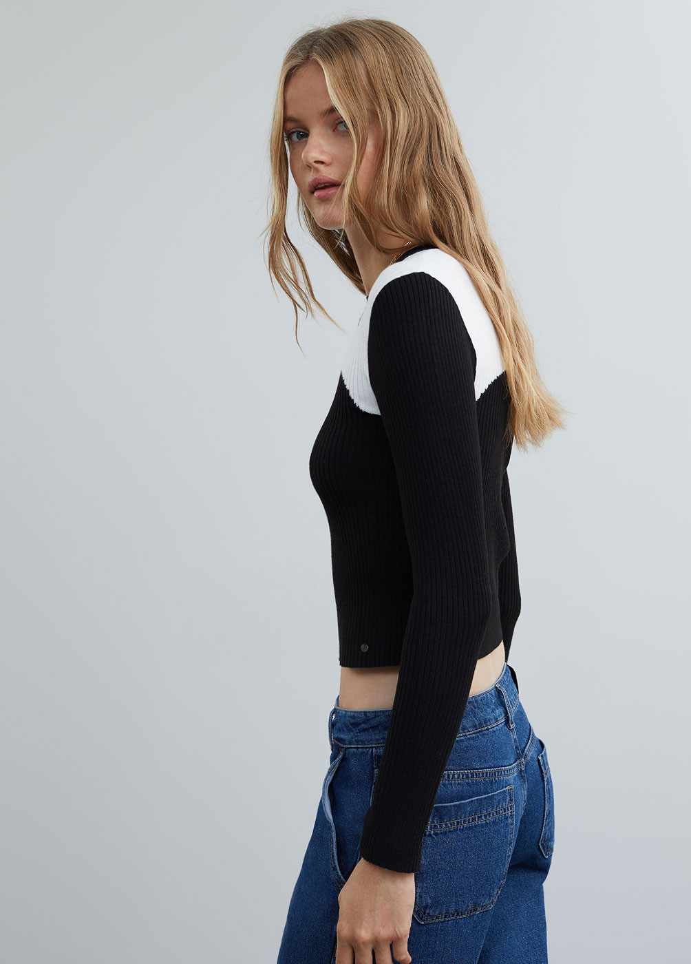 NORA TWO-TONE RIBBED JUMPER