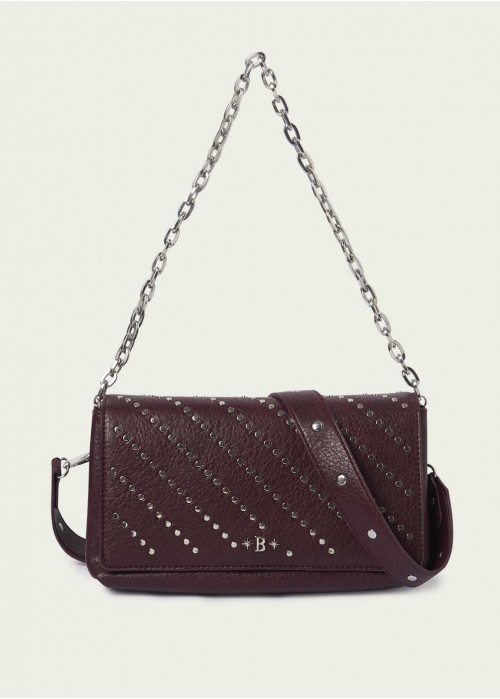 Studded flap-front cross-body bag