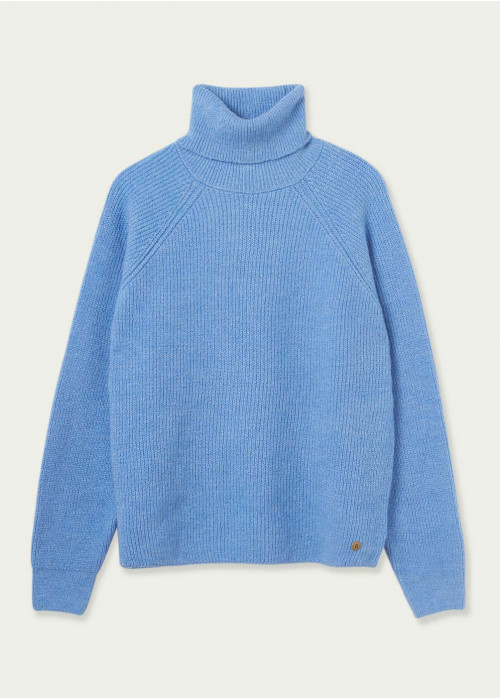High neck fisherman's rib stitch jumper