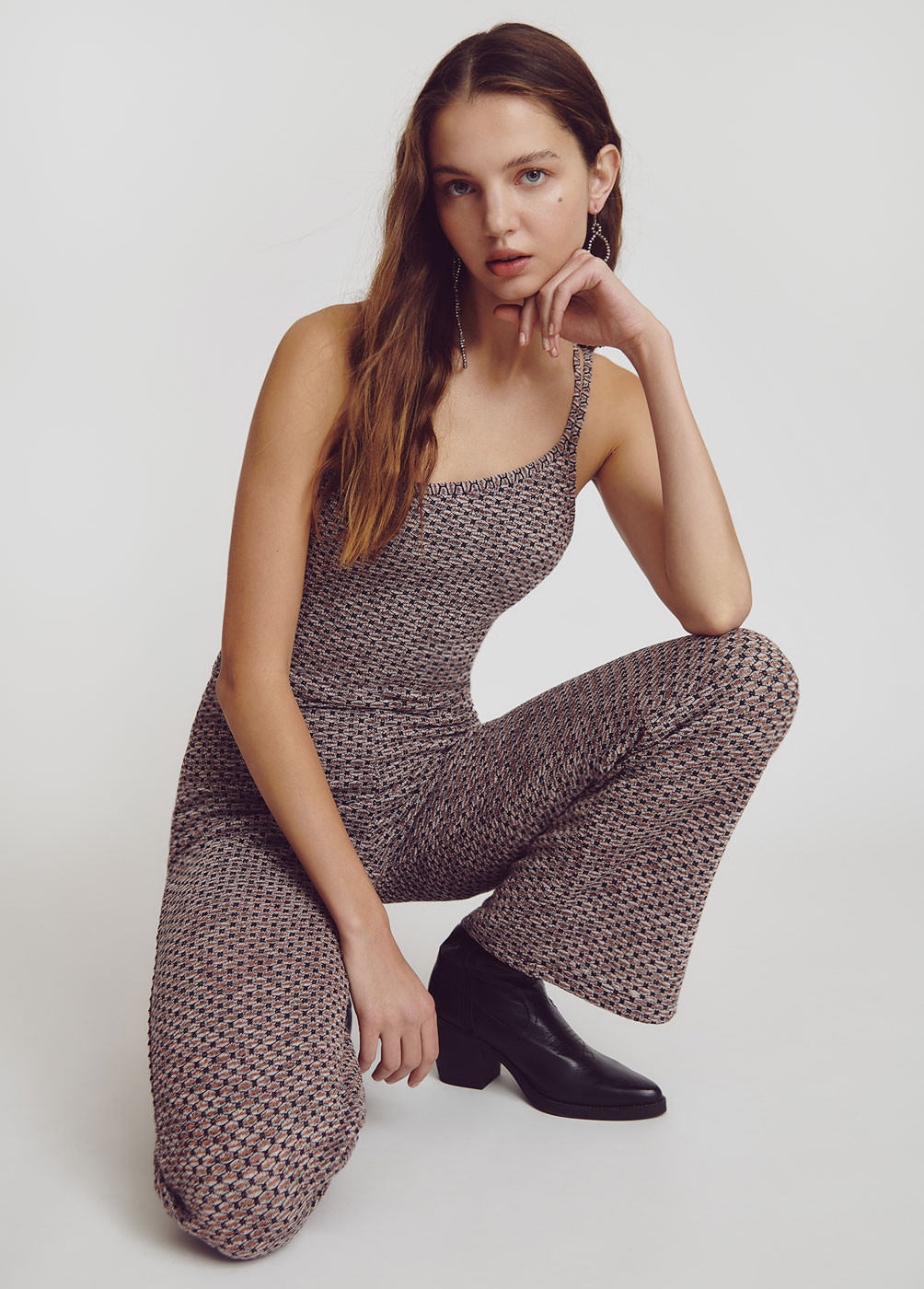 ASYMMETRIC JUMPSUIT IN TEXTURED FABRIC