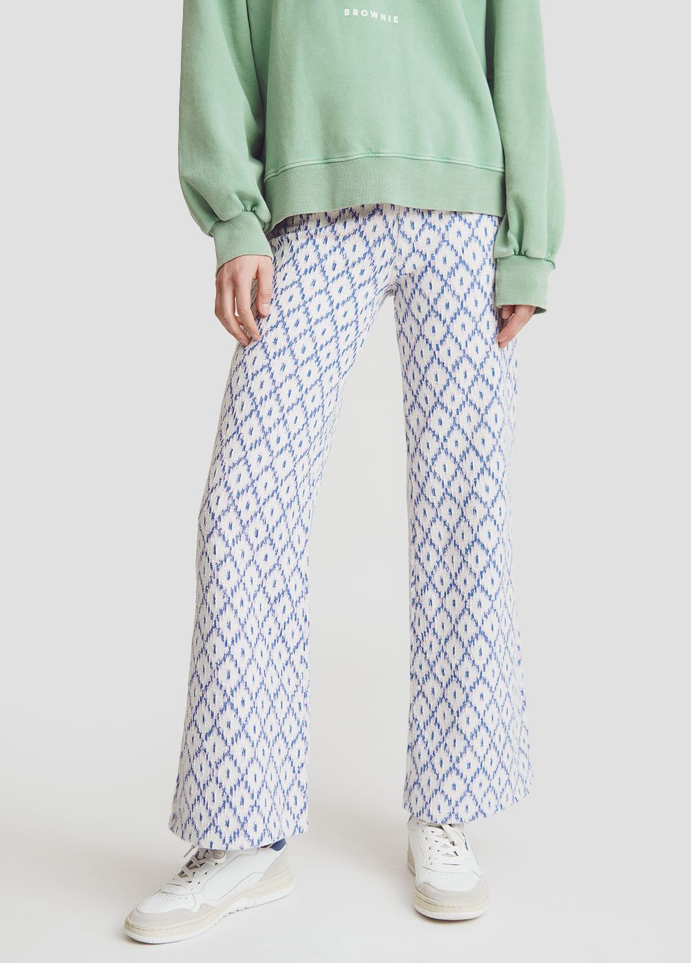 TEXTURED BELL-BOTTOM TROUSERS