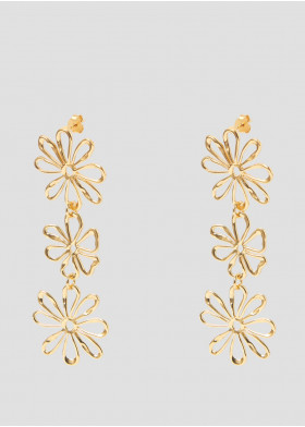 LARGE EARRINGS WITH 3 FLOWERS