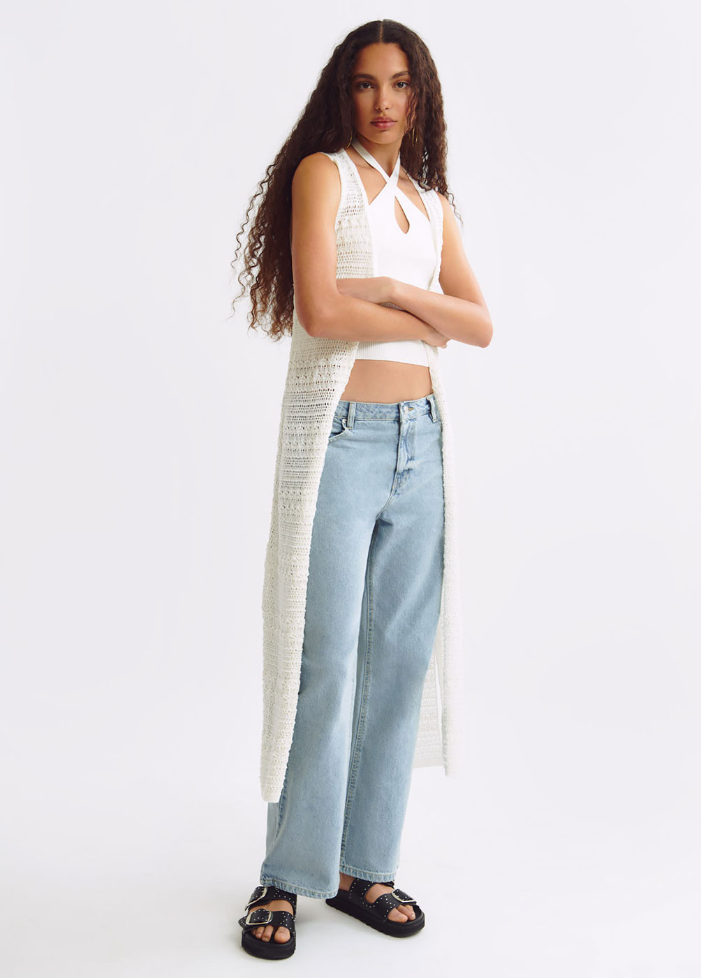 LONG OPEN-KNIT CARDIGAN