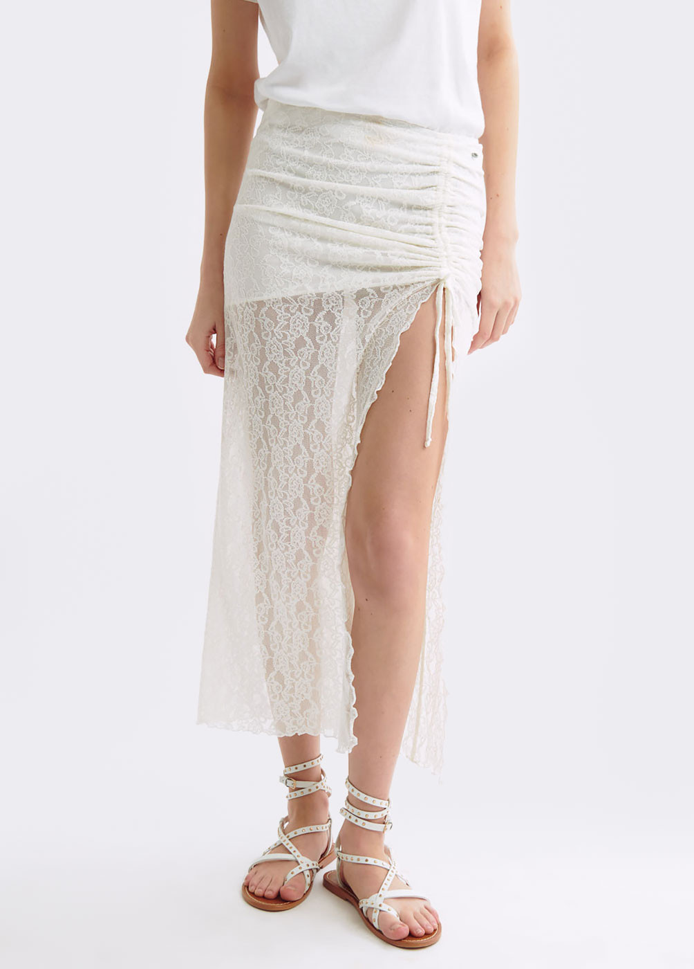 LONG FRILLY LACE SKIRT