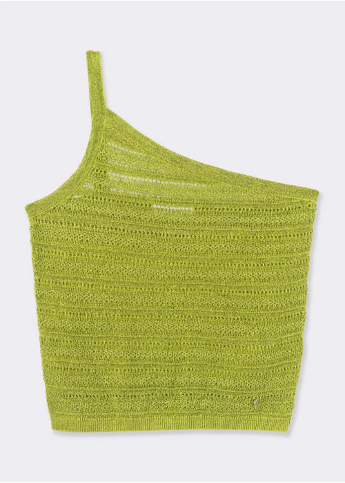 Asymmetric metallic yarn t-shirt