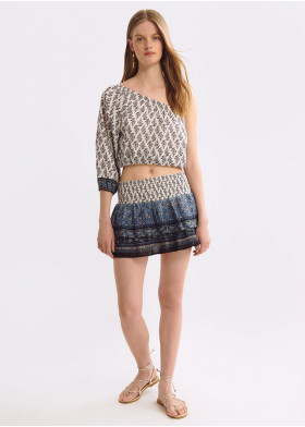 PRINTED ASYMMETRIC BLOUSE