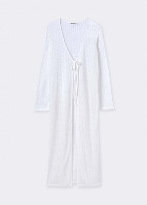 Long open-knit cardigan