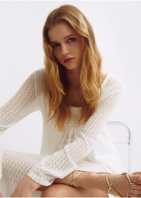 LONG OPEN-KNIT CARDIGAN
