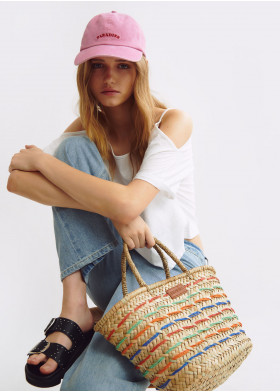 MEDIUM COLOURED LINES BASKET BAG