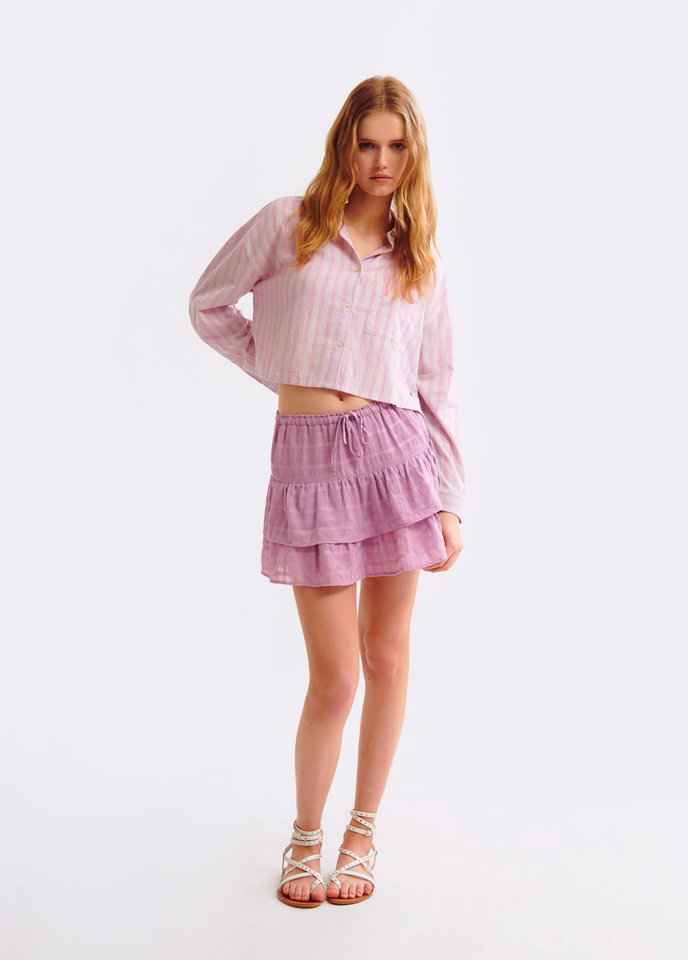 TEXTURED RUFFLE SKIRT