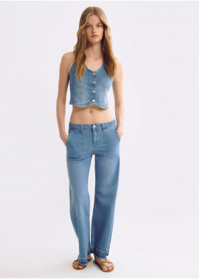 DENIM HALTERNECK WAISTCOAT