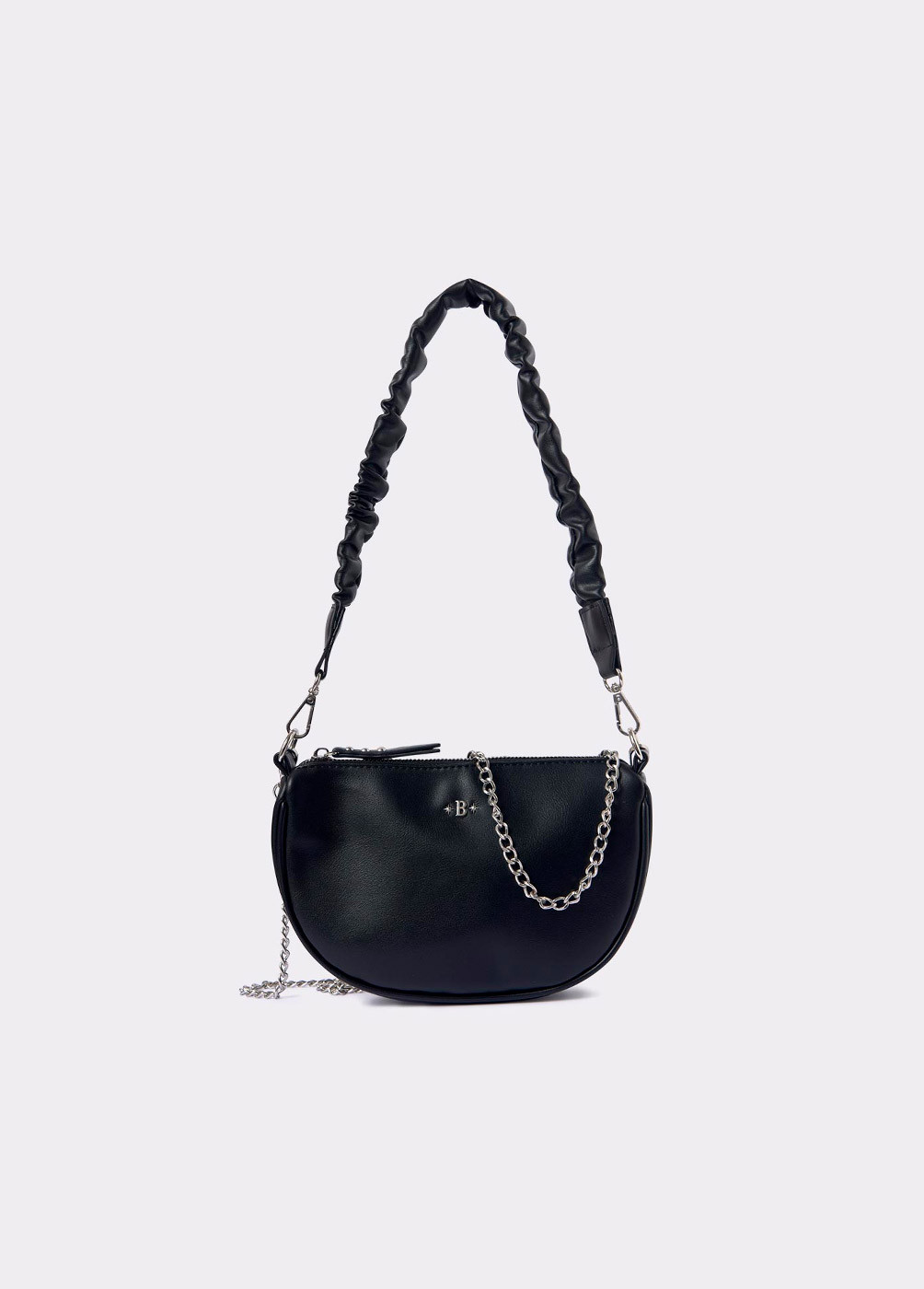 RUCHED STRAP HALF-MOON BAG