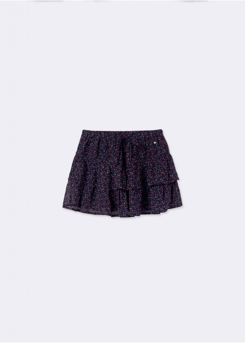 PRINTED PIN-TUCK MINISKIRT