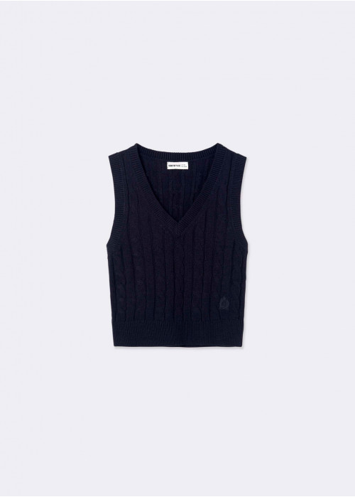 EMBROIDERED CABLE KNIT VEST