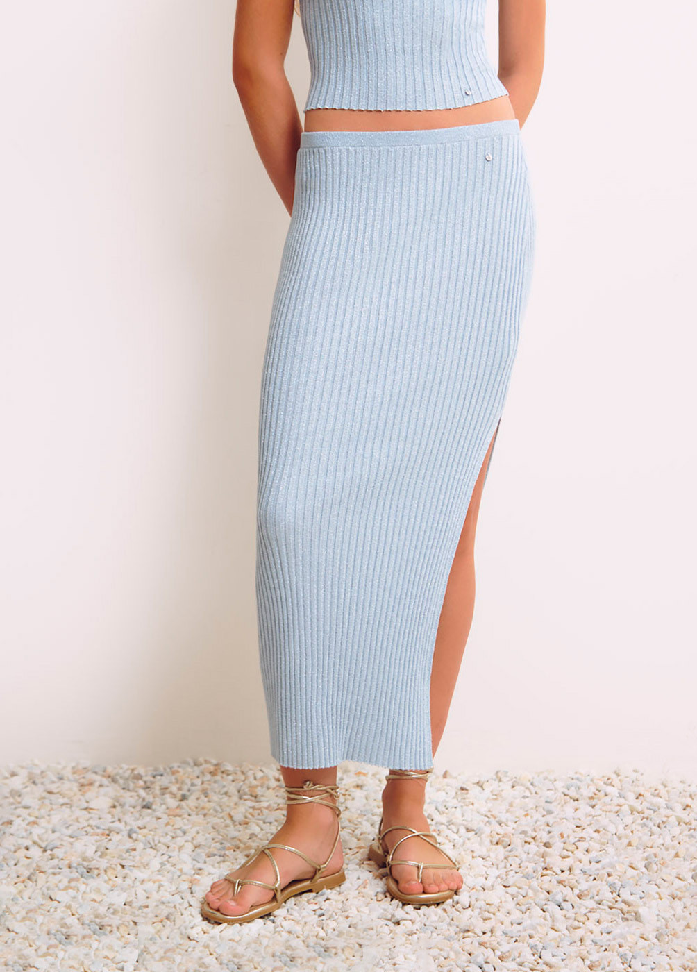 Metallic knit skirt sale